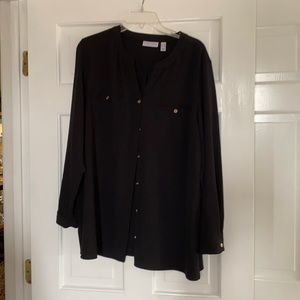 Susan Graver black long sleeve blouse size 18W